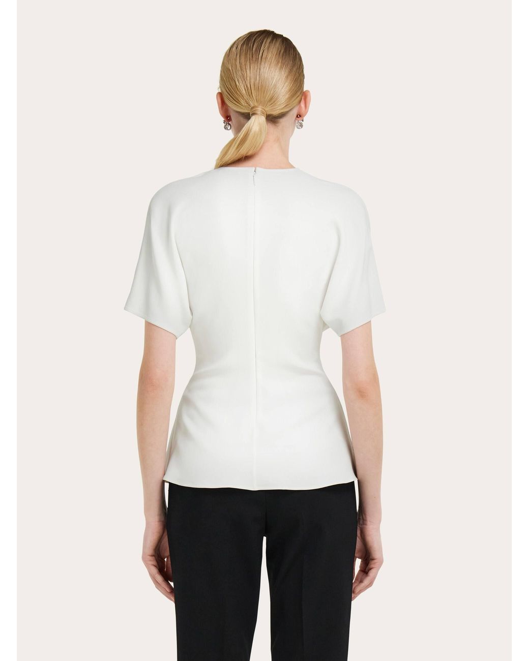 Ferragamo Natural Viscose Top With Gathered Waist