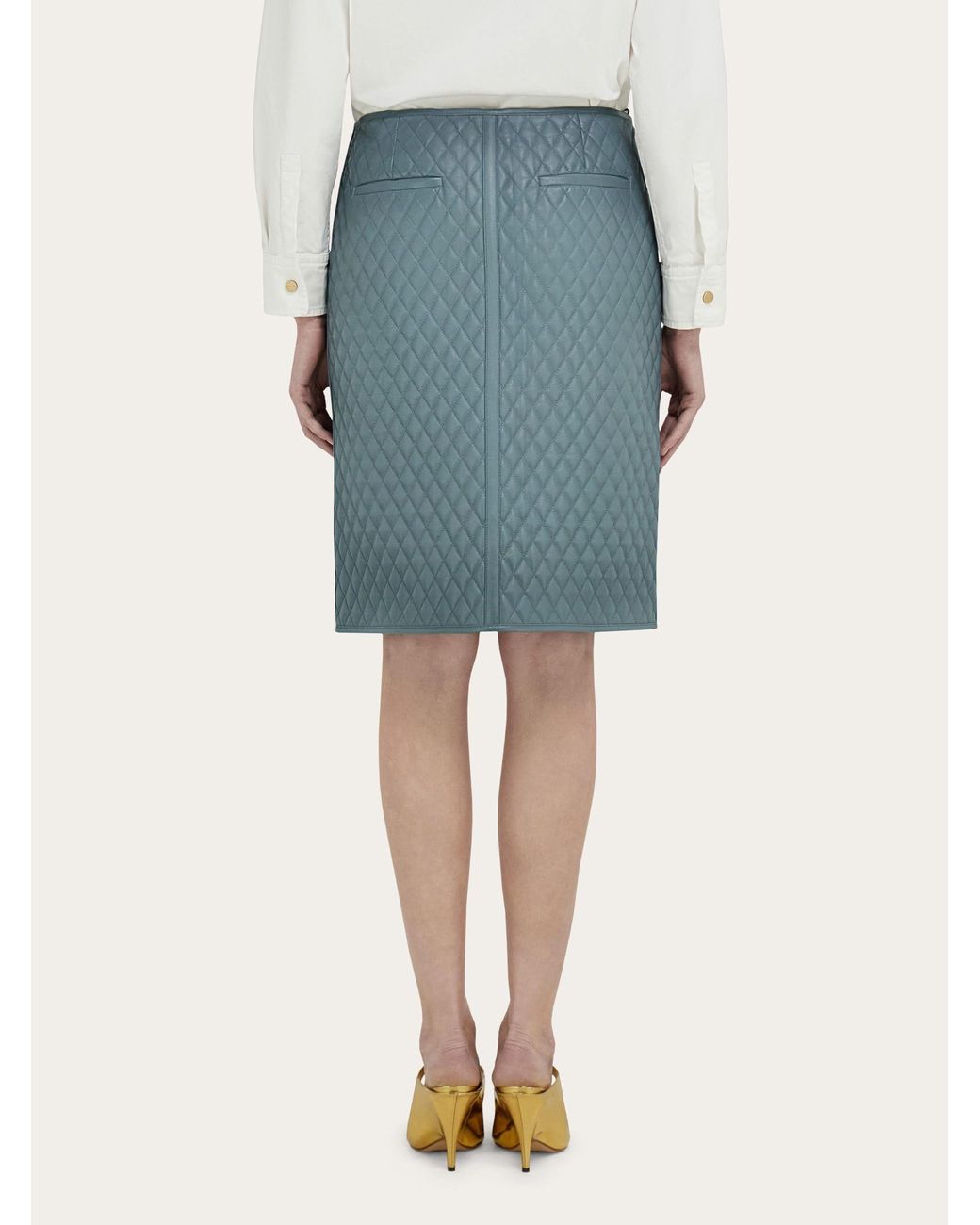 Ferragamo Blue Quilted Nappa Skirt