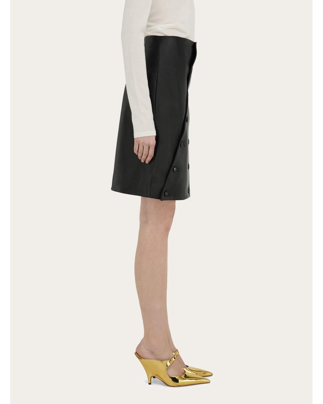 Ferragamo Black Nappa Skirt
