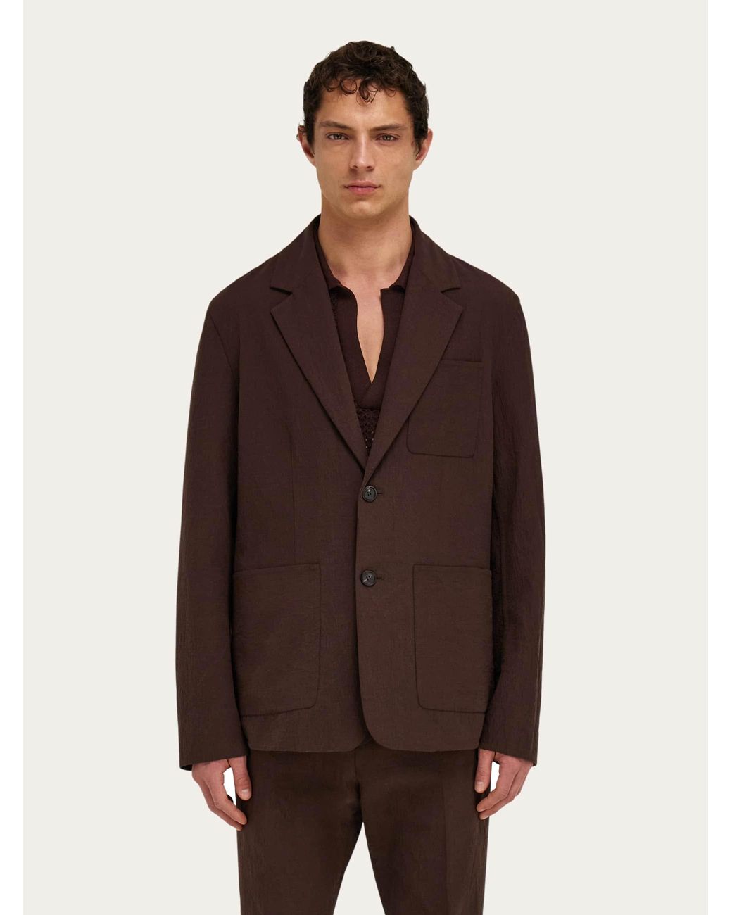 Ferragamo Brown Single Breasted Blazer for men