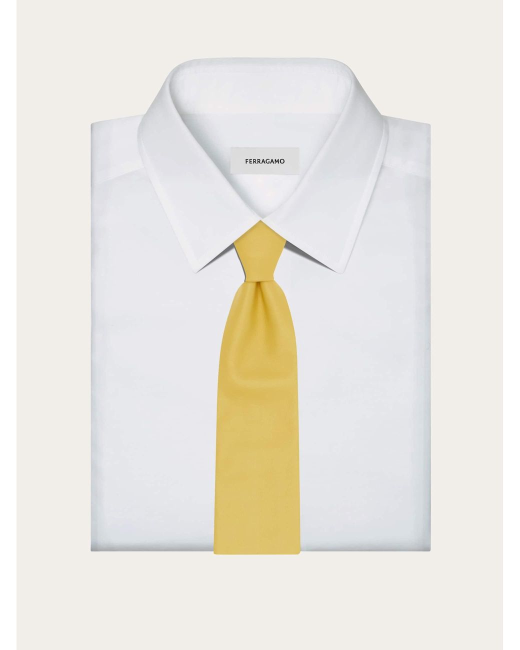 Ferragamo Yellow Nappa Leather Tie for men