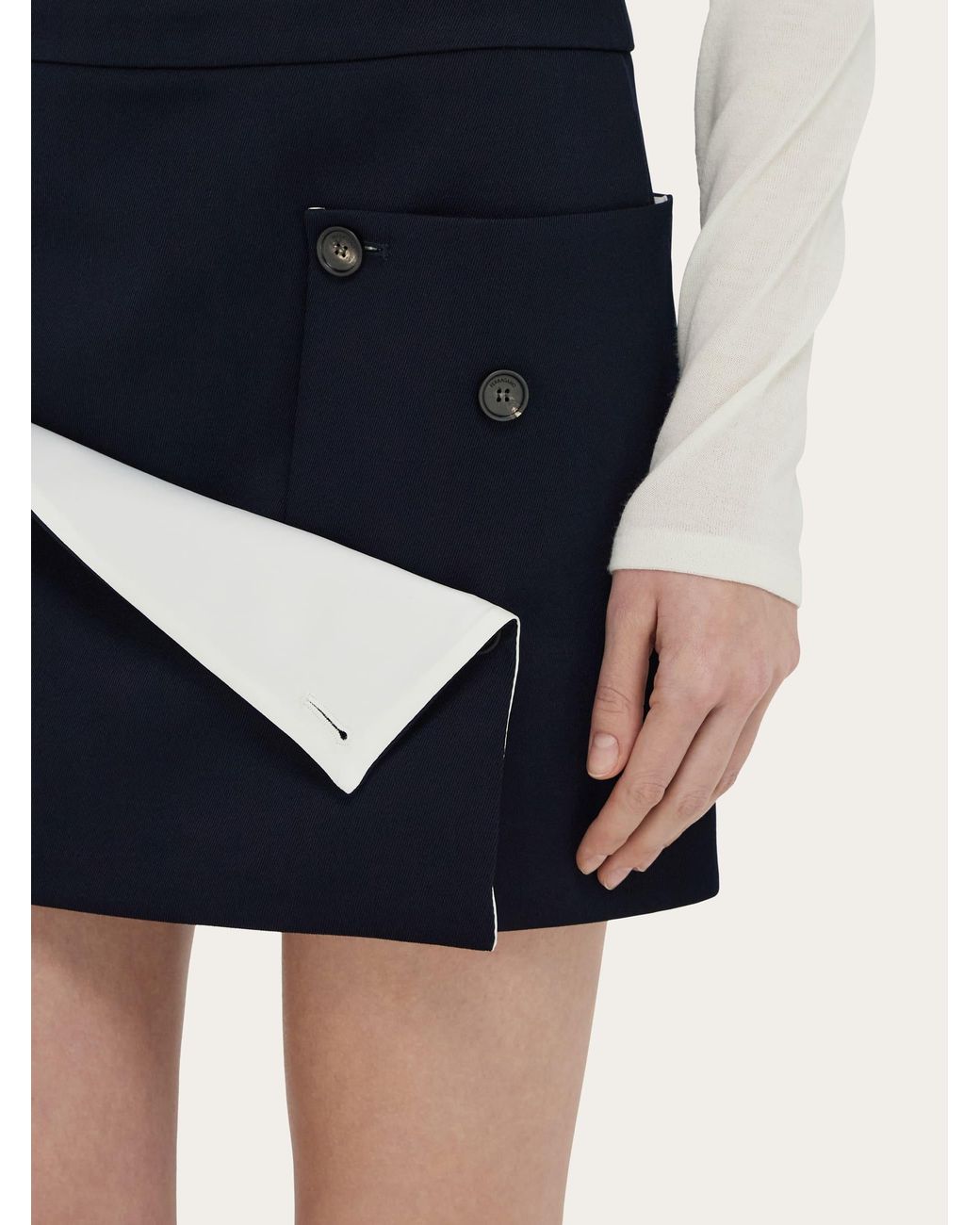 Ferragamo Blue Tailored Mini Skirt With Button Detail