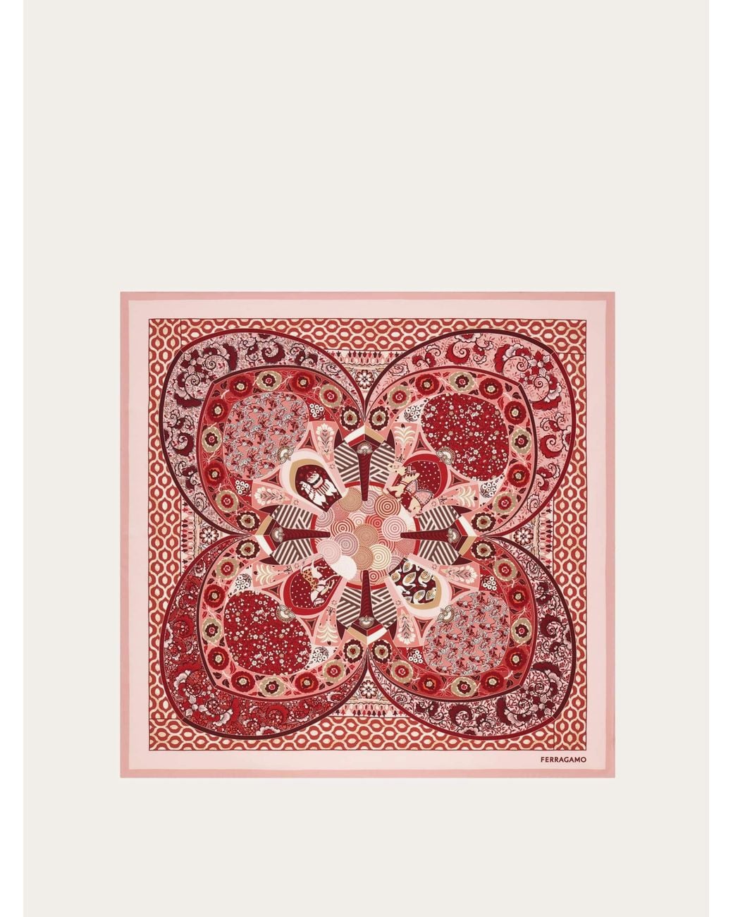 Ferragamo Pink Monile Print Silk Scarf