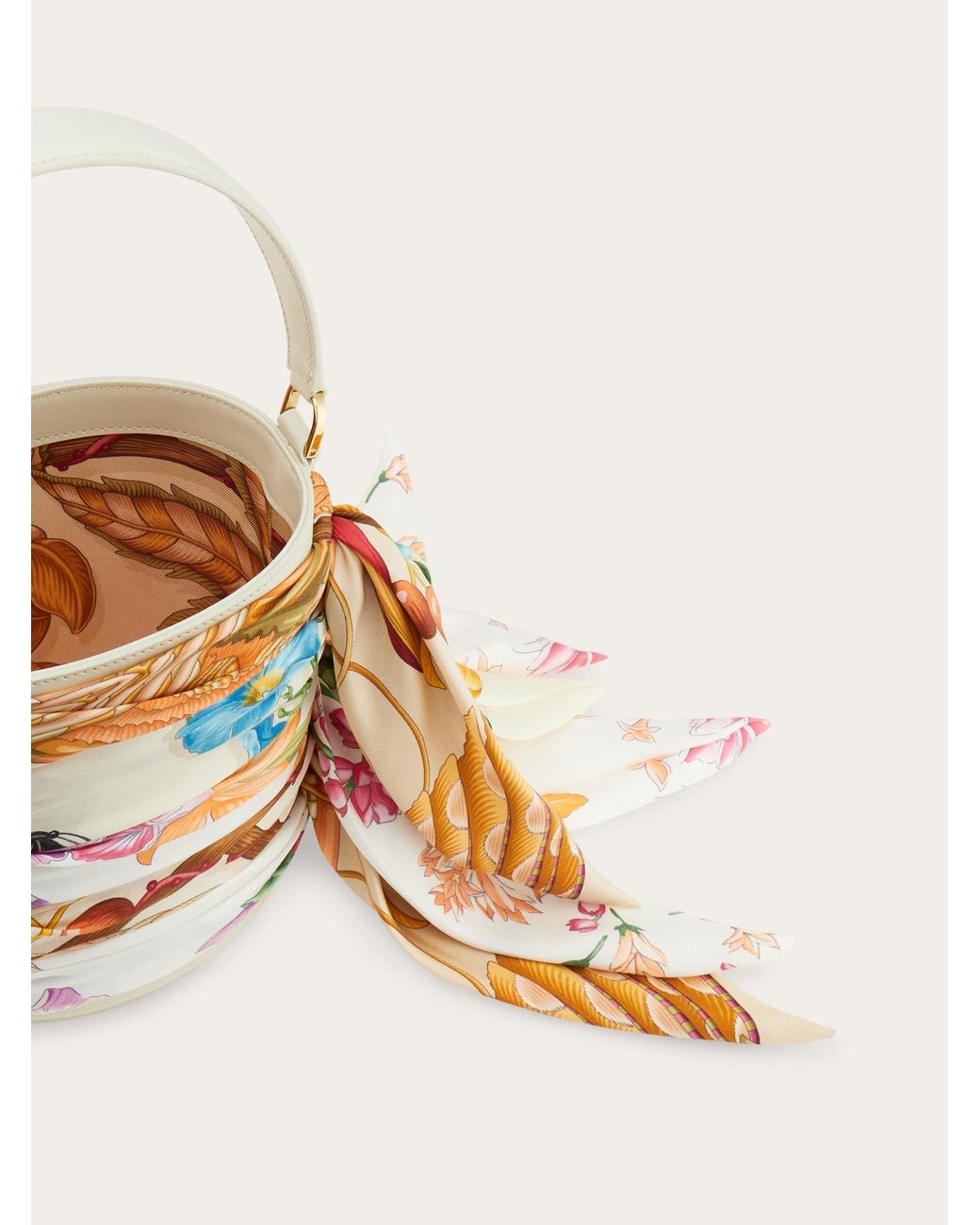 Ferragamo Natural Mini Bucket Bag With Foulard