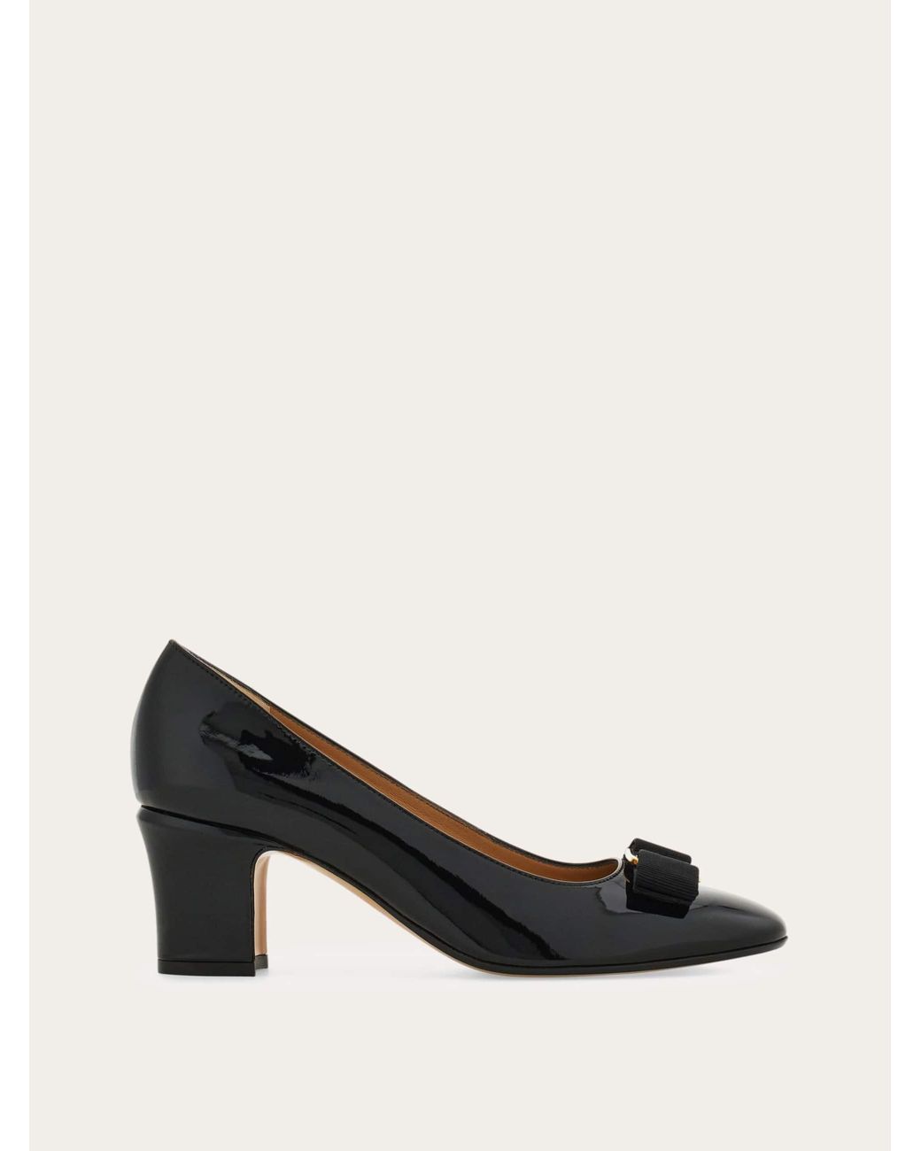 Ferragamo Black Vara Bow Block Heel Pump .5