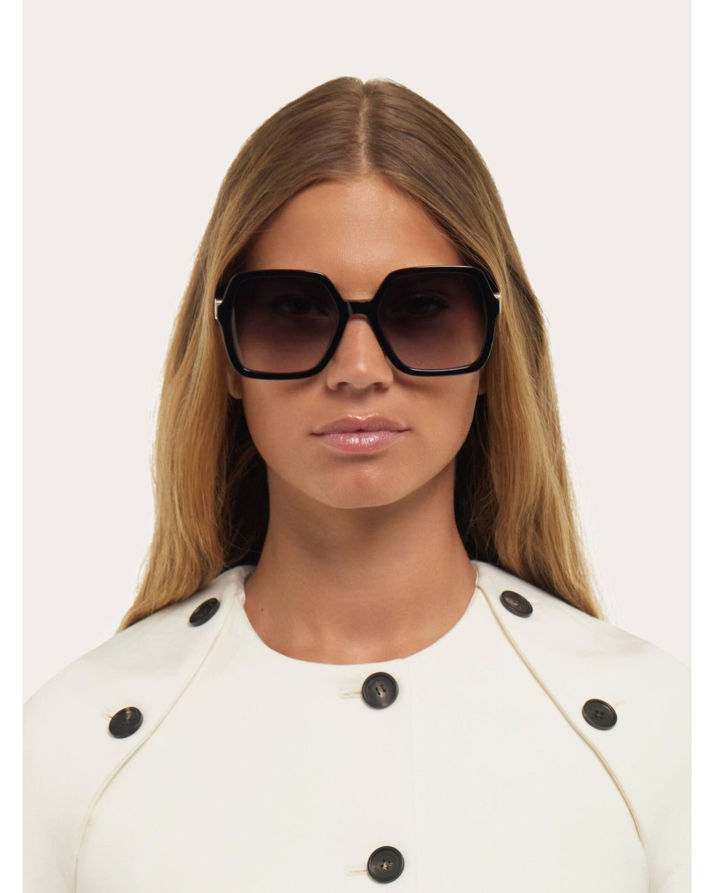 Ferragamo Black Square Frame Sunglasses