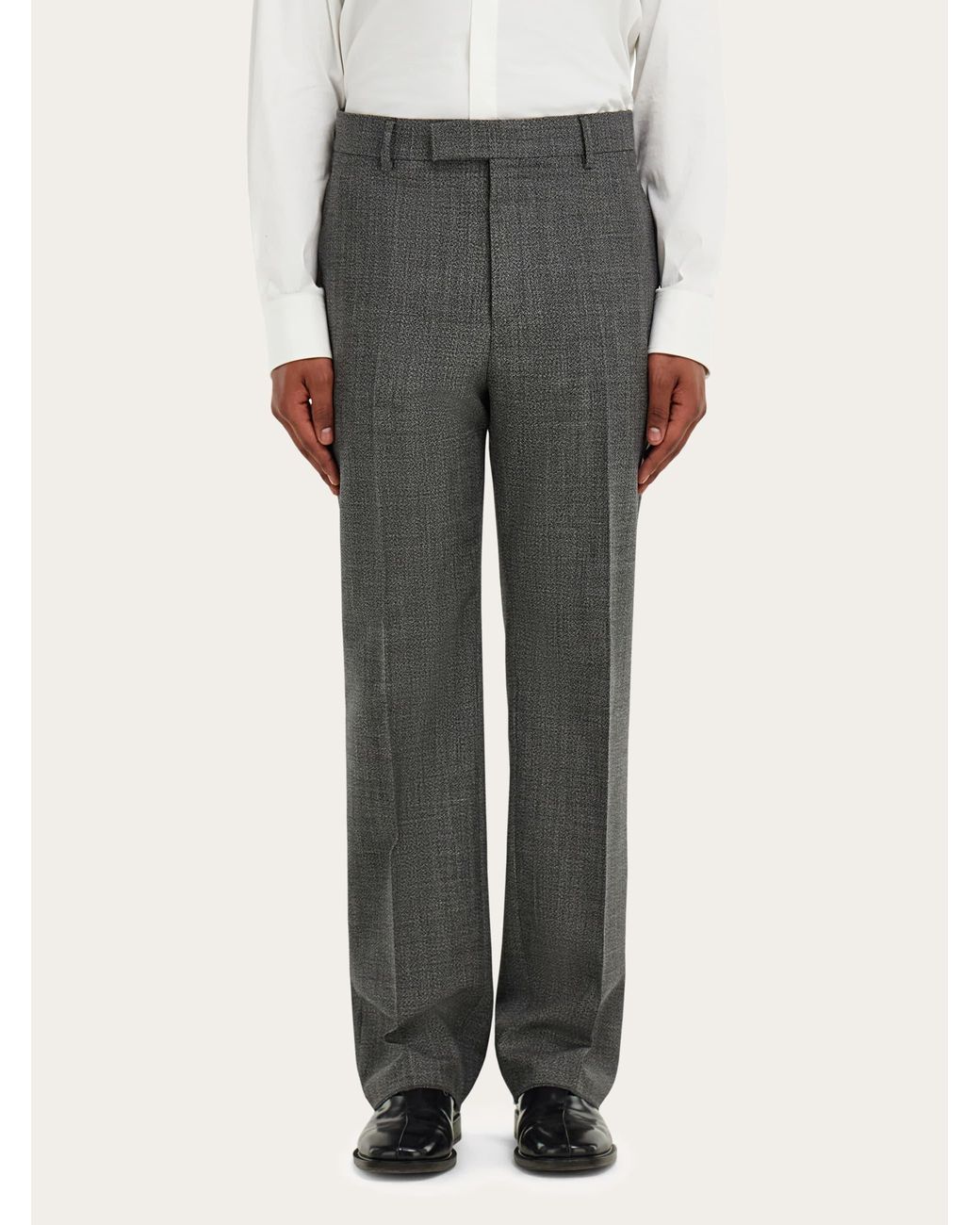Ferragamo Gray Wide Leg Chevron Trousers for men