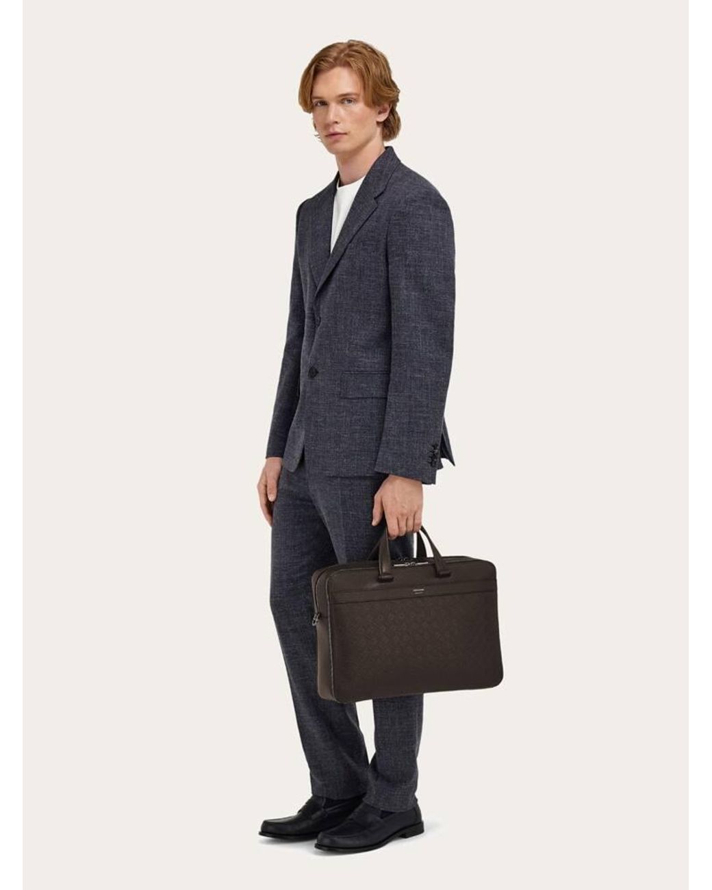 Ferragamo Black Monogram Briefcase for men