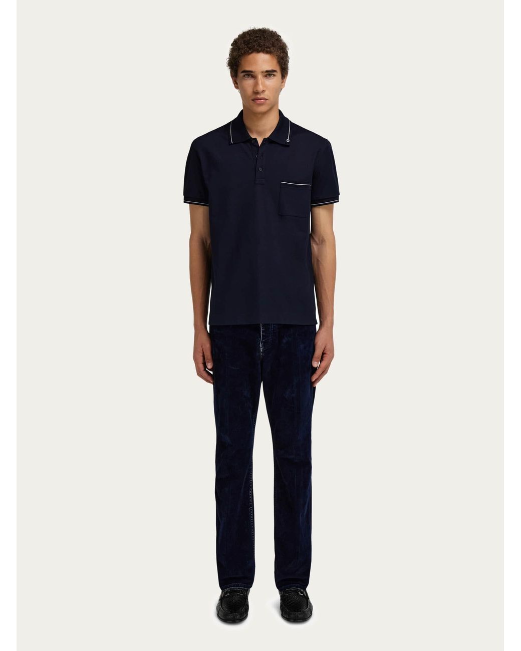 Ferragamo Blue Gancini Polo Shirt for men