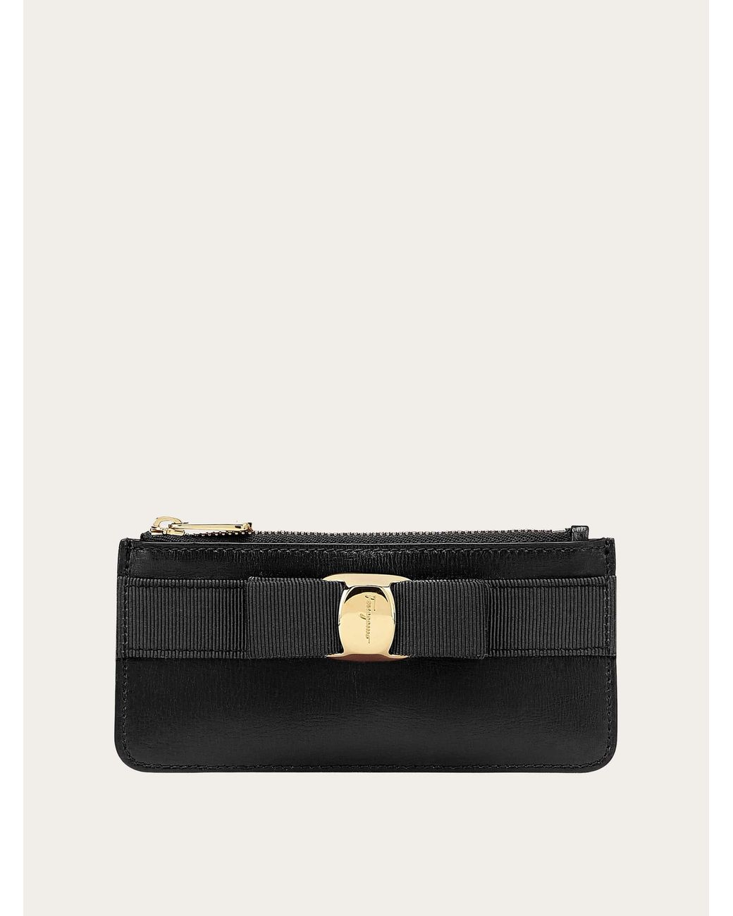 Ferragamo White Vara Bow Credit Card Holder