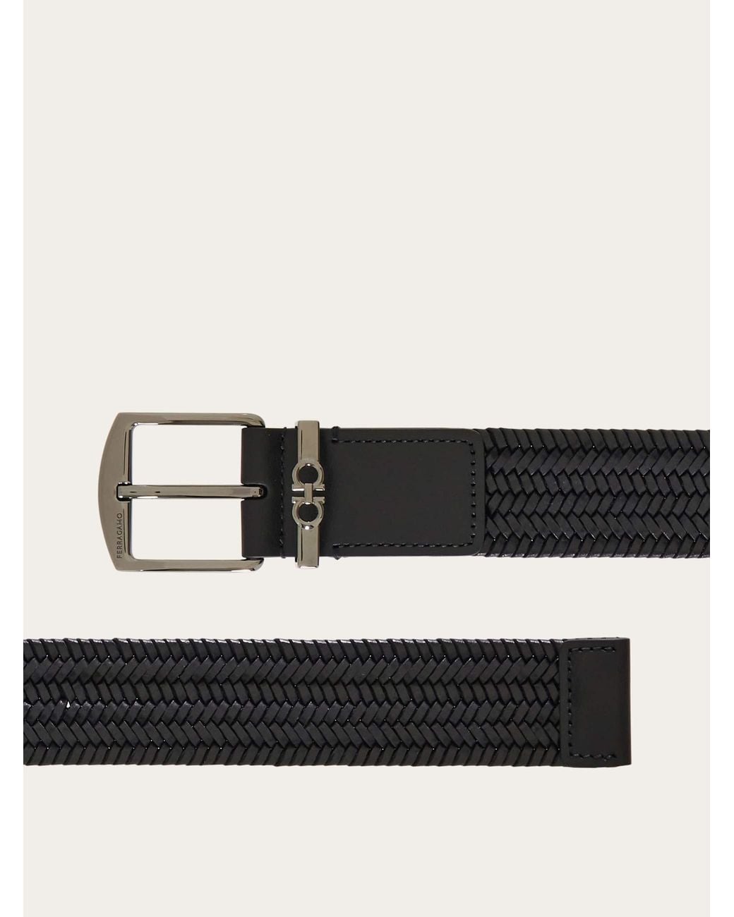 Ferragamo Black Woven Belt for men