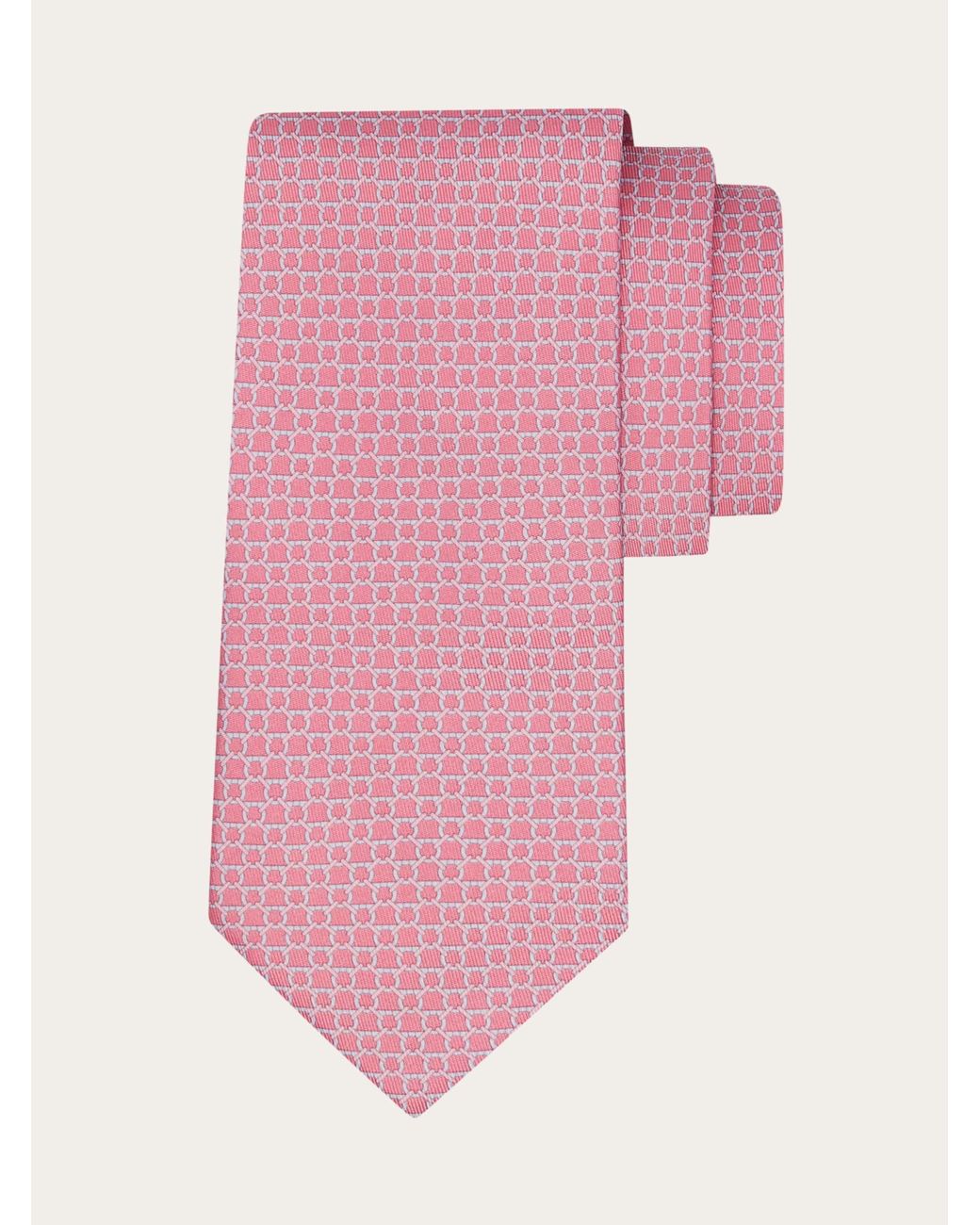 Ferragamo Pink Link Print Silk Tie for men