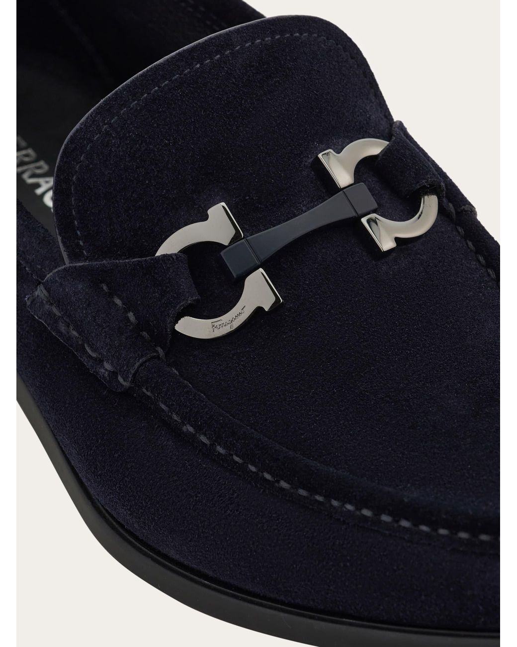 Ferragamo White Gancini Ornament Moccasin for men