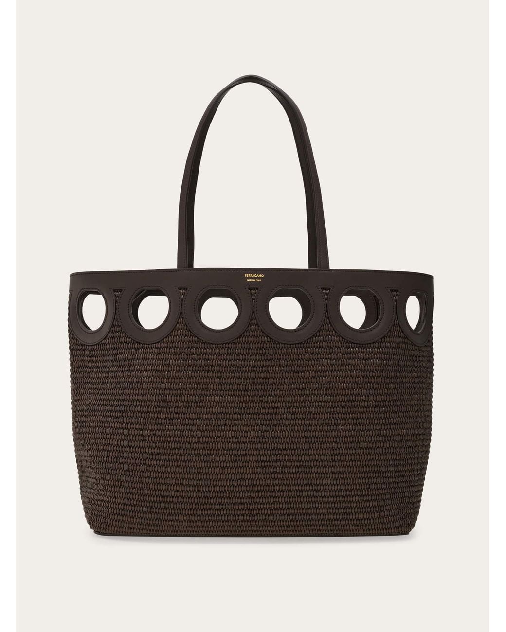 Ferragamo Black Gancini Outline Tote Bag (M)