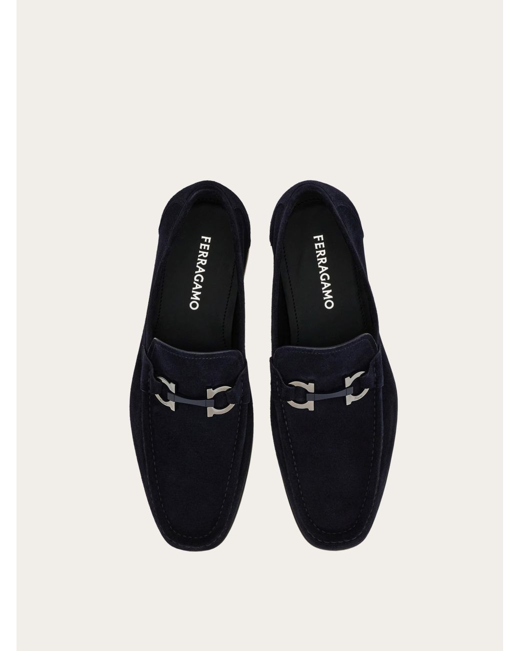 Ferragamo White Gancini Ornament Moccasin for men