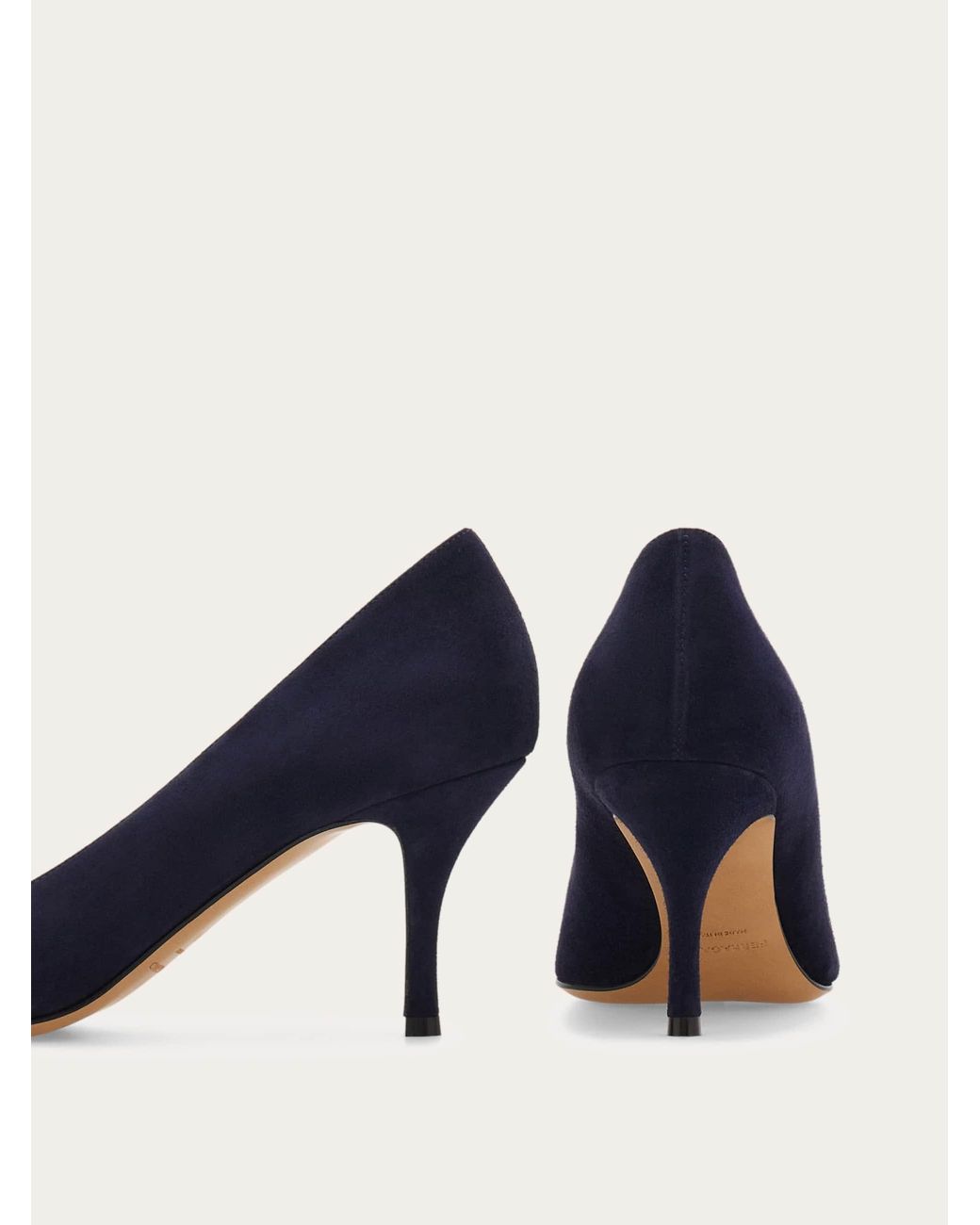 Ferragamo Blue Mid Heel Maxi Gancini Pump