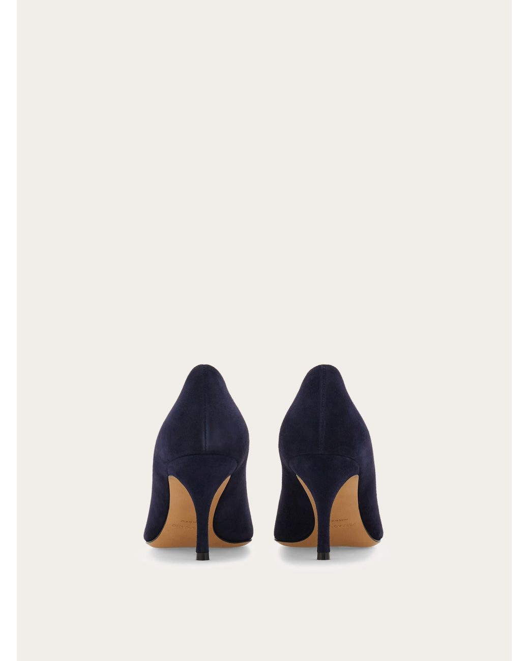 Ferragamo Blue Mid Heel Maxi Gancini Pump