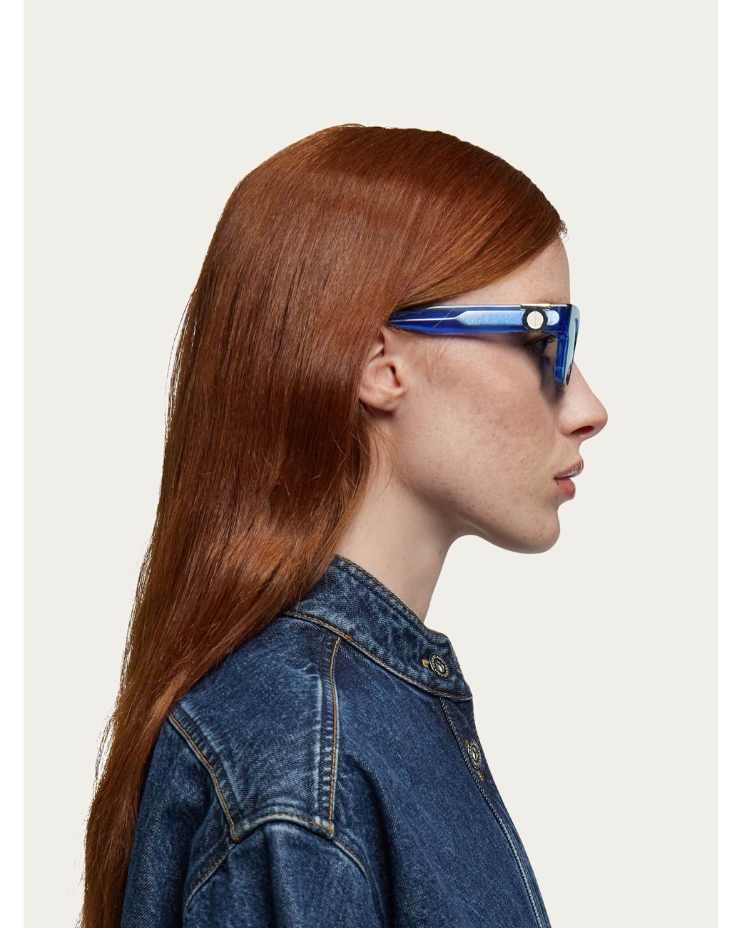 Ferragamo Blue Rectangular Frame Sunglasses