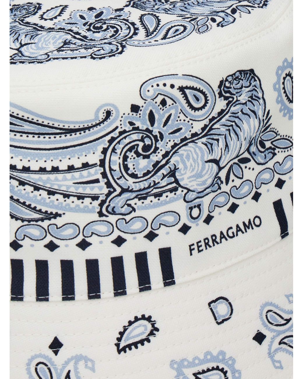 Ferragamo White Arabesque Print Cloche