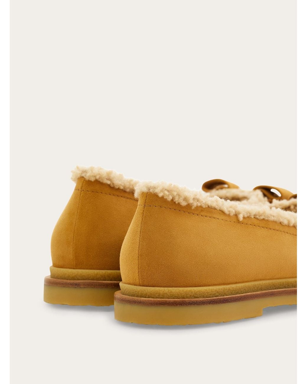 Ferragamo Natural Vara Bow Ballet Flat With Merino Wool Detail .5