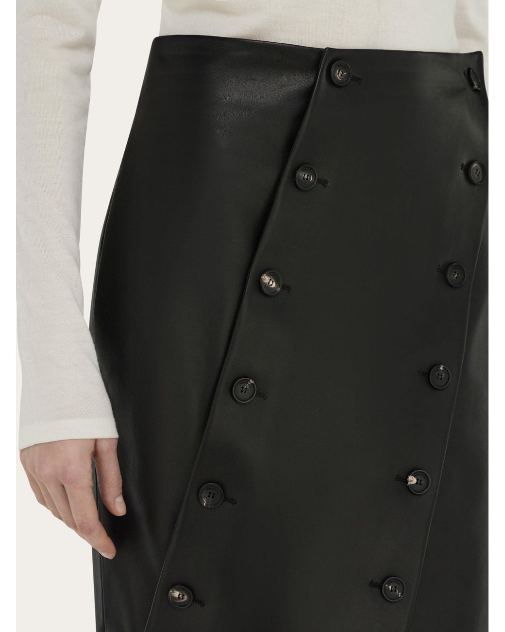Ferragamo Black Nappa Skirt