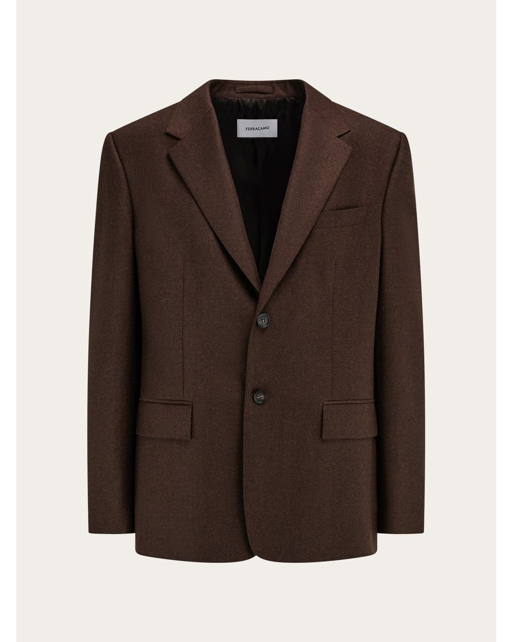Ferragamo Brown Single Breasted Flannel Blazer for men
