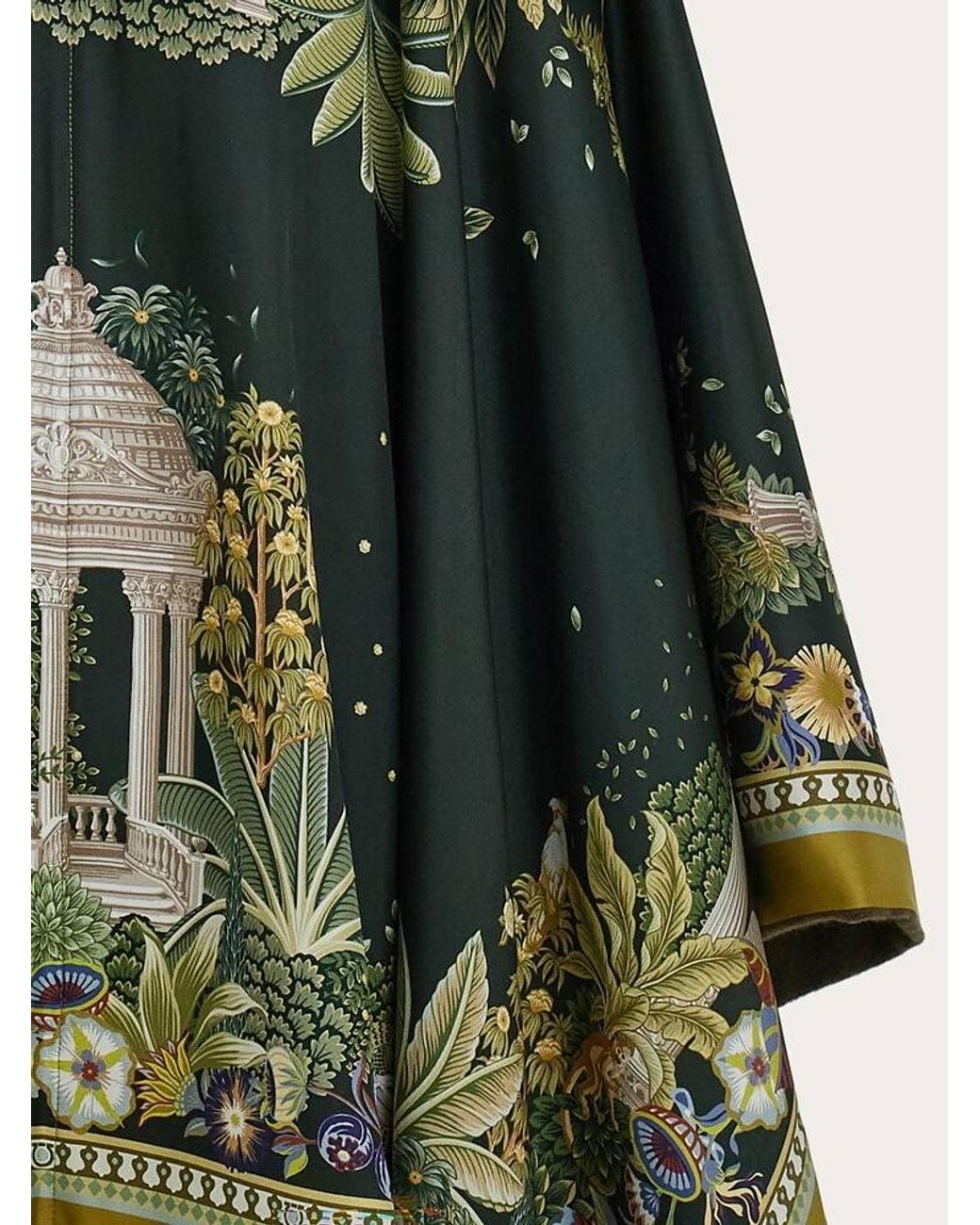 Ferragamo Green Garden Print Reversible Cape