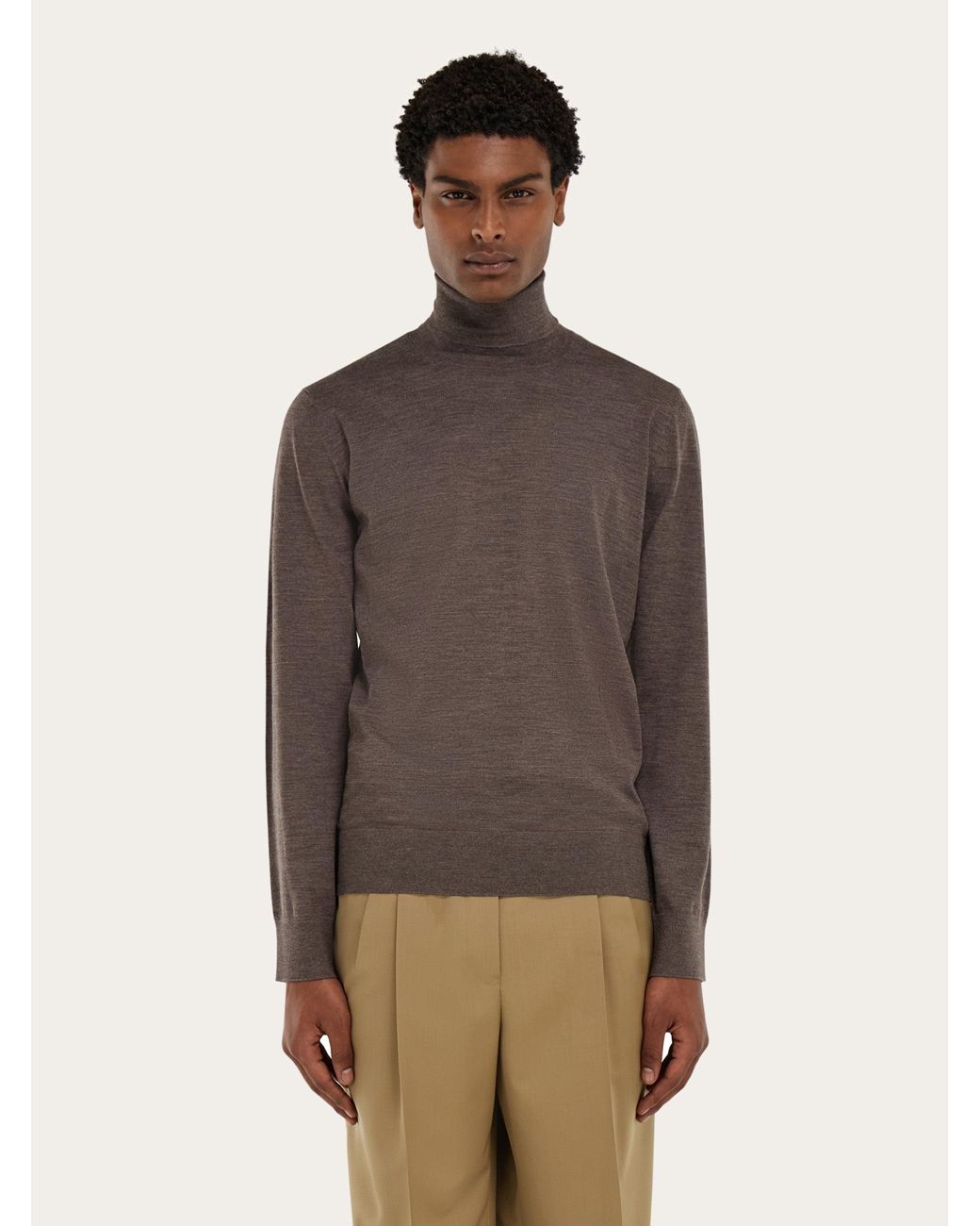 Ferragamo Brown High Neck Pullover for men