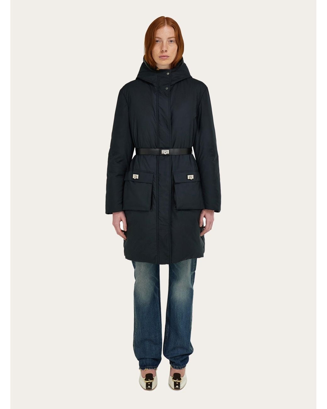 Ferragamo Blue Padded Parka Jacket for men