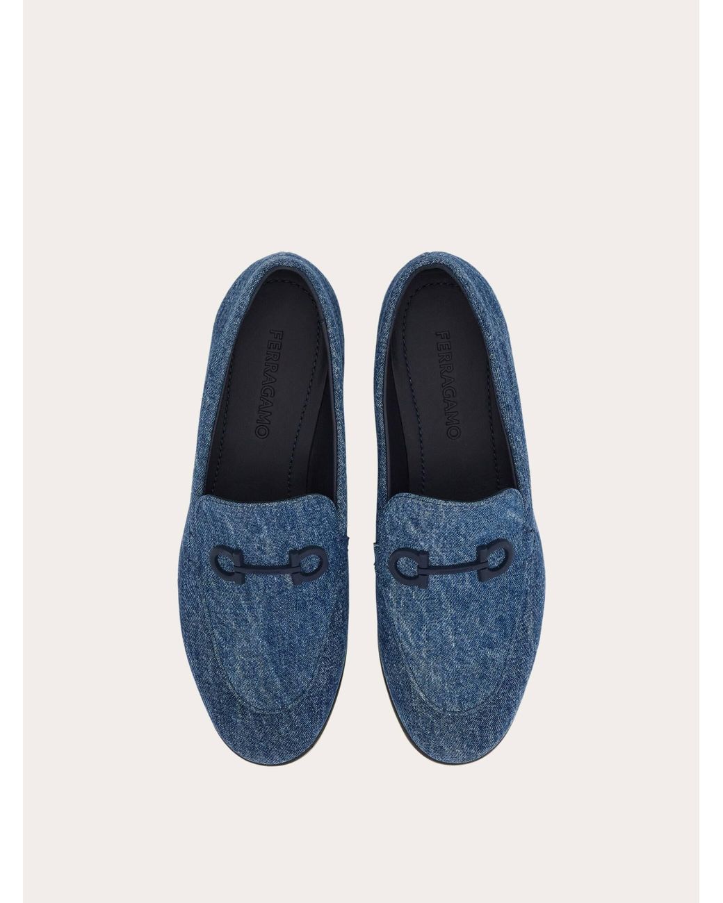 Ferragamo Blue Gancini Ornament Loafer