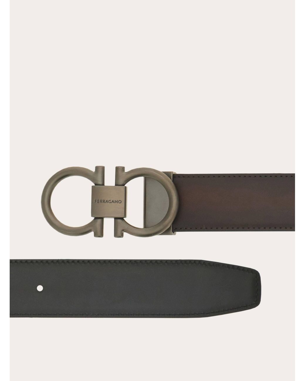 Ferragamo Brown Reversible And Adjustable Gancini Belt for men
