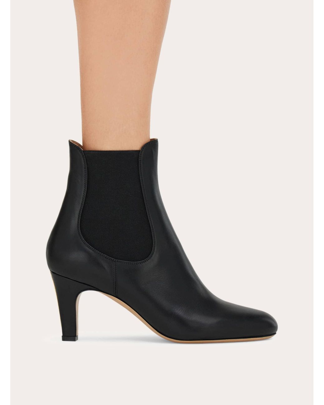 Ferragamo Black Mid Heel Chelsea Boots