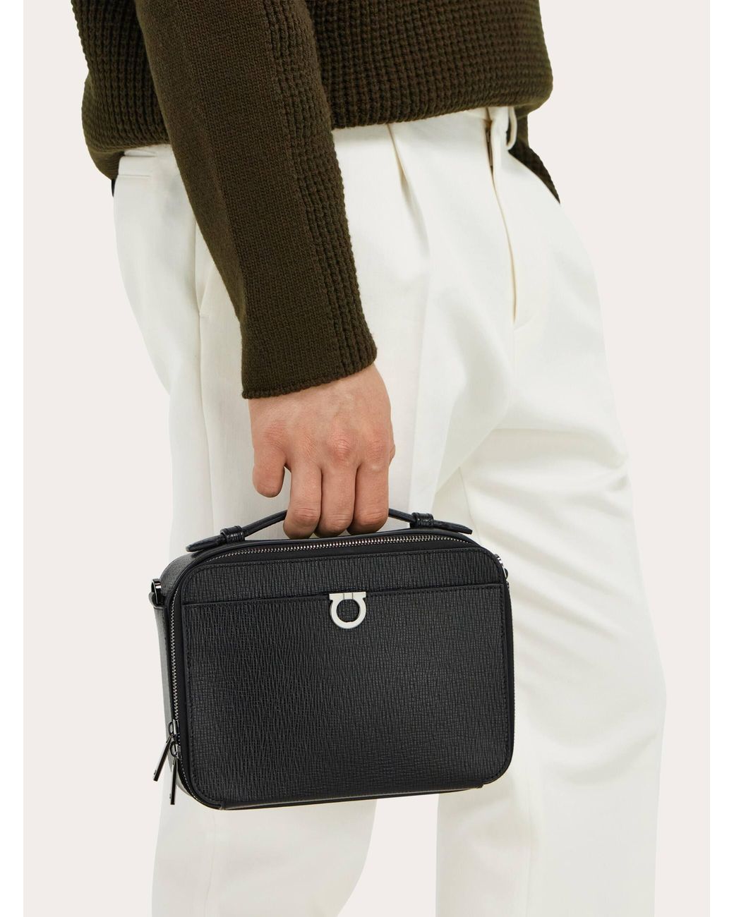 Ferragamo Blue Gancini Cross Body Bag for men