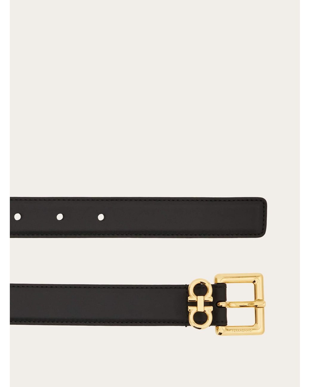 Ferragamo White Double Gancini Fixed Belt
