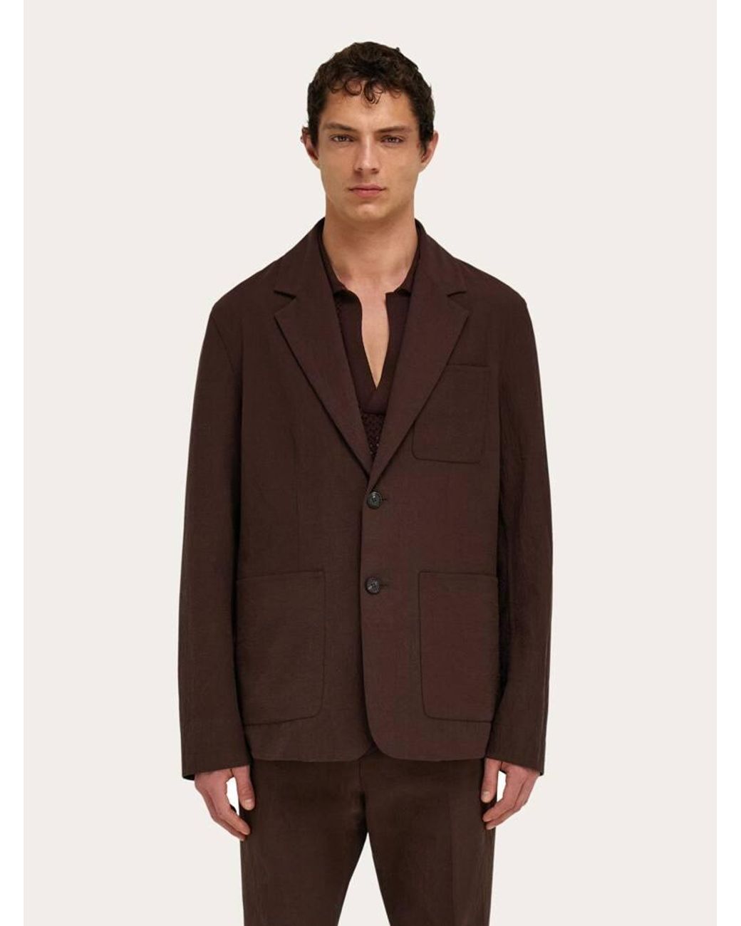 Ferragamo Brown Single Breasted Blazer for men