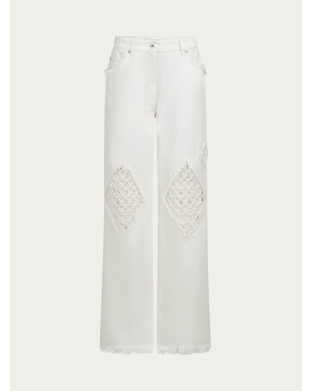 Ferragamo White Jeans With Frayed Detail