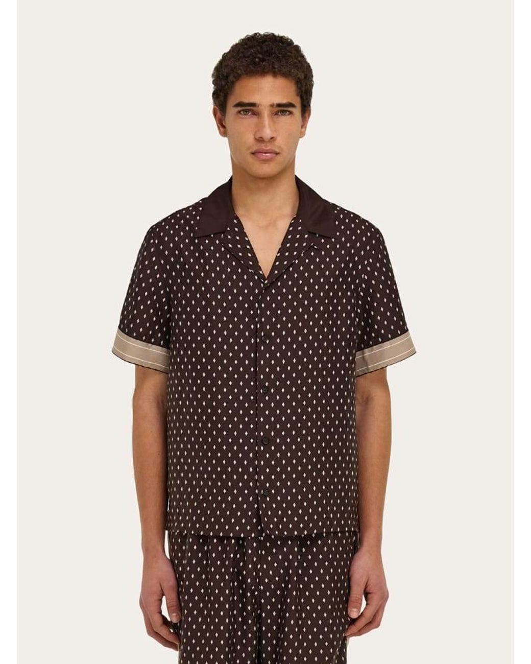 Ferragamo Brown Habotai Silk Shirt for men