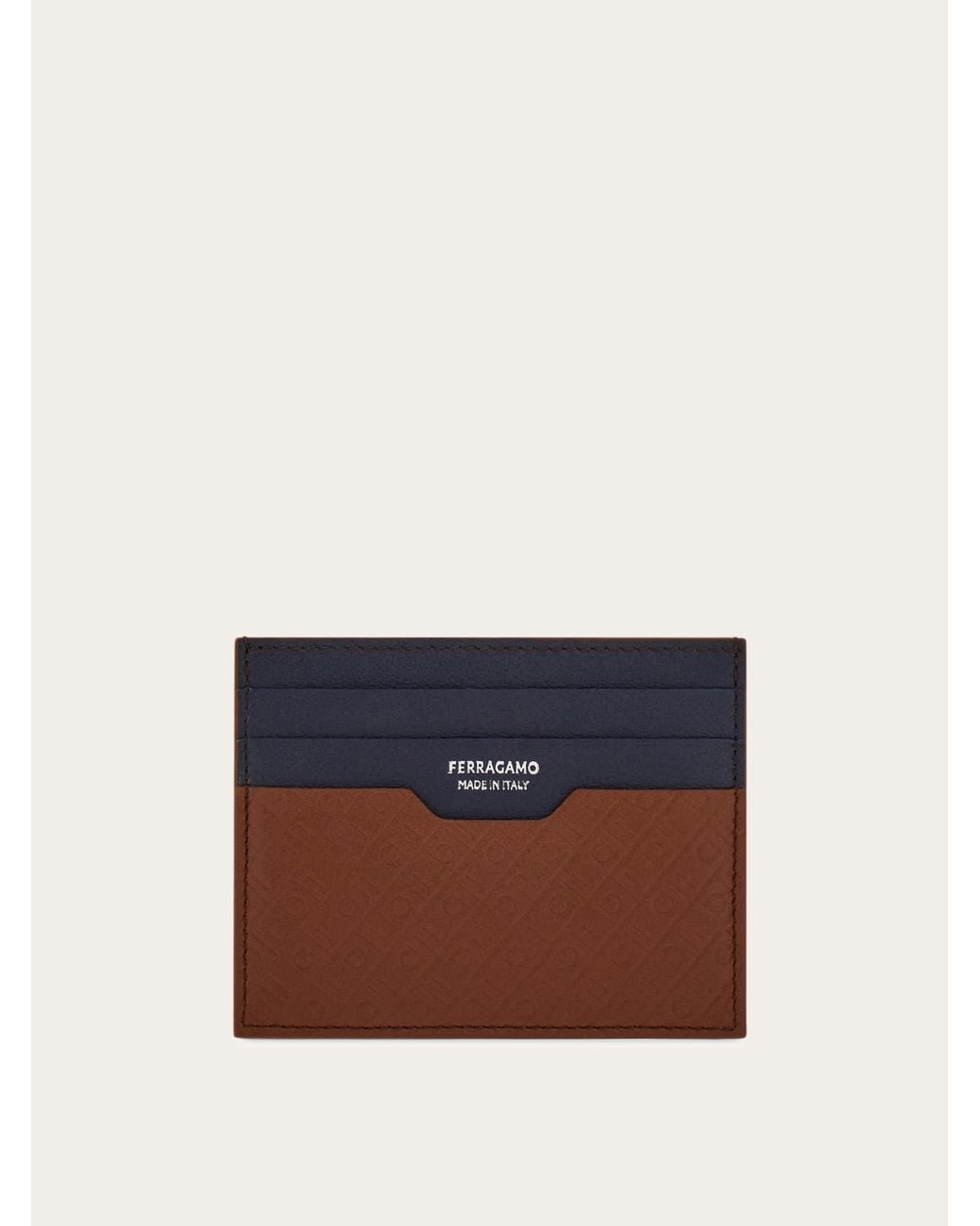 Ferragamo Blue Monogram Credit Card Holder for men