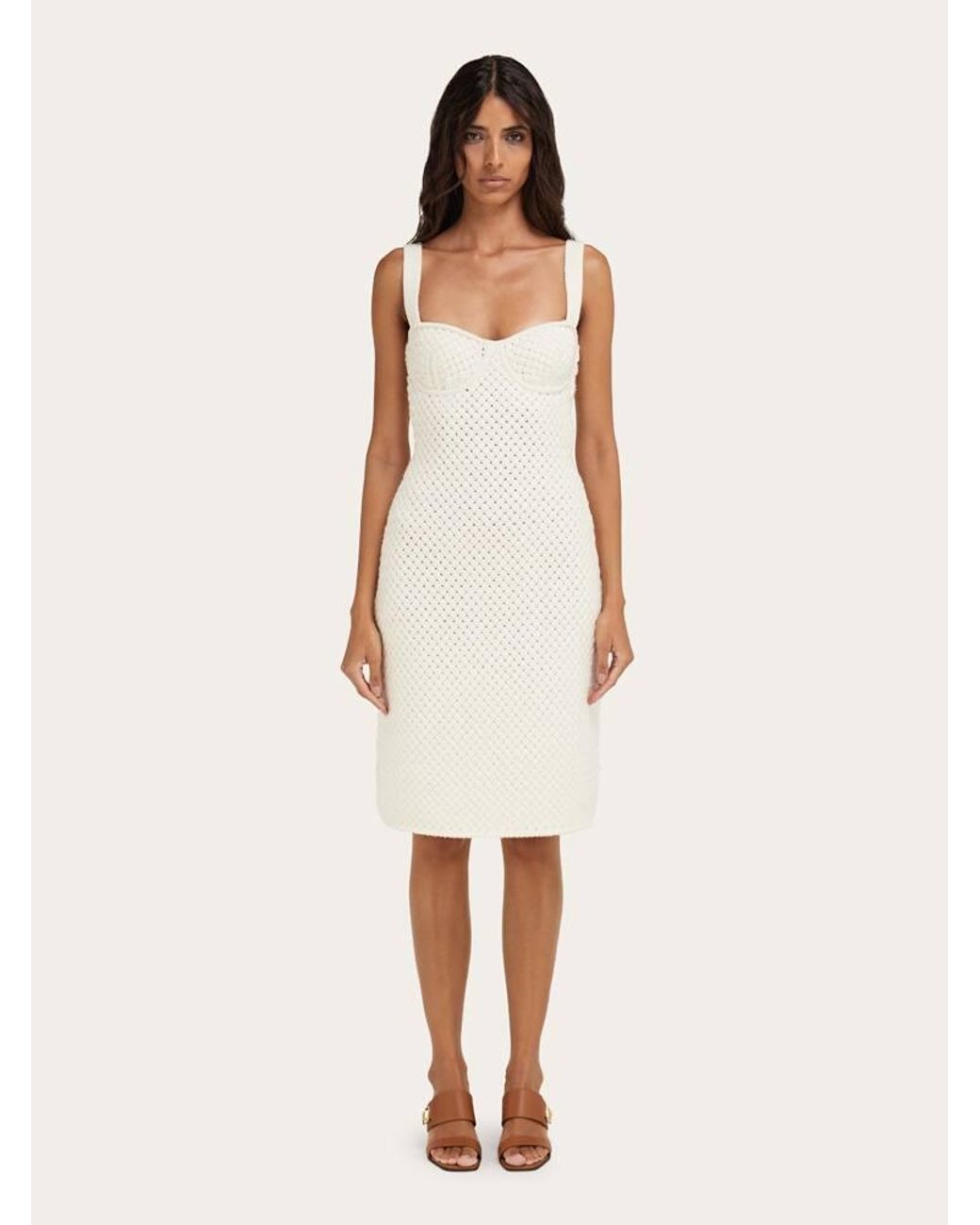 Ferragamo White Knitted Dress