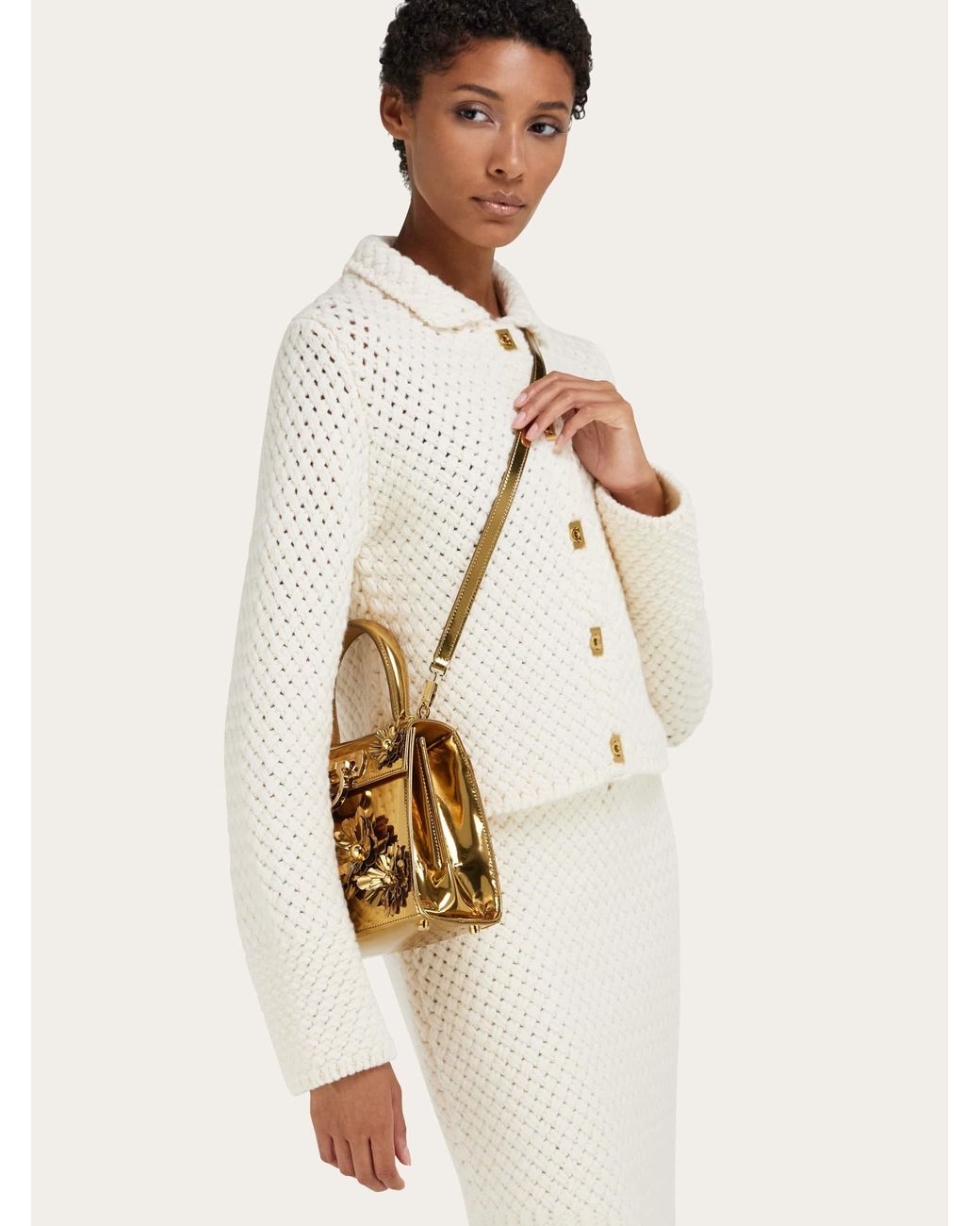 Ferragamo Metallic Iconic Top Handle (S)