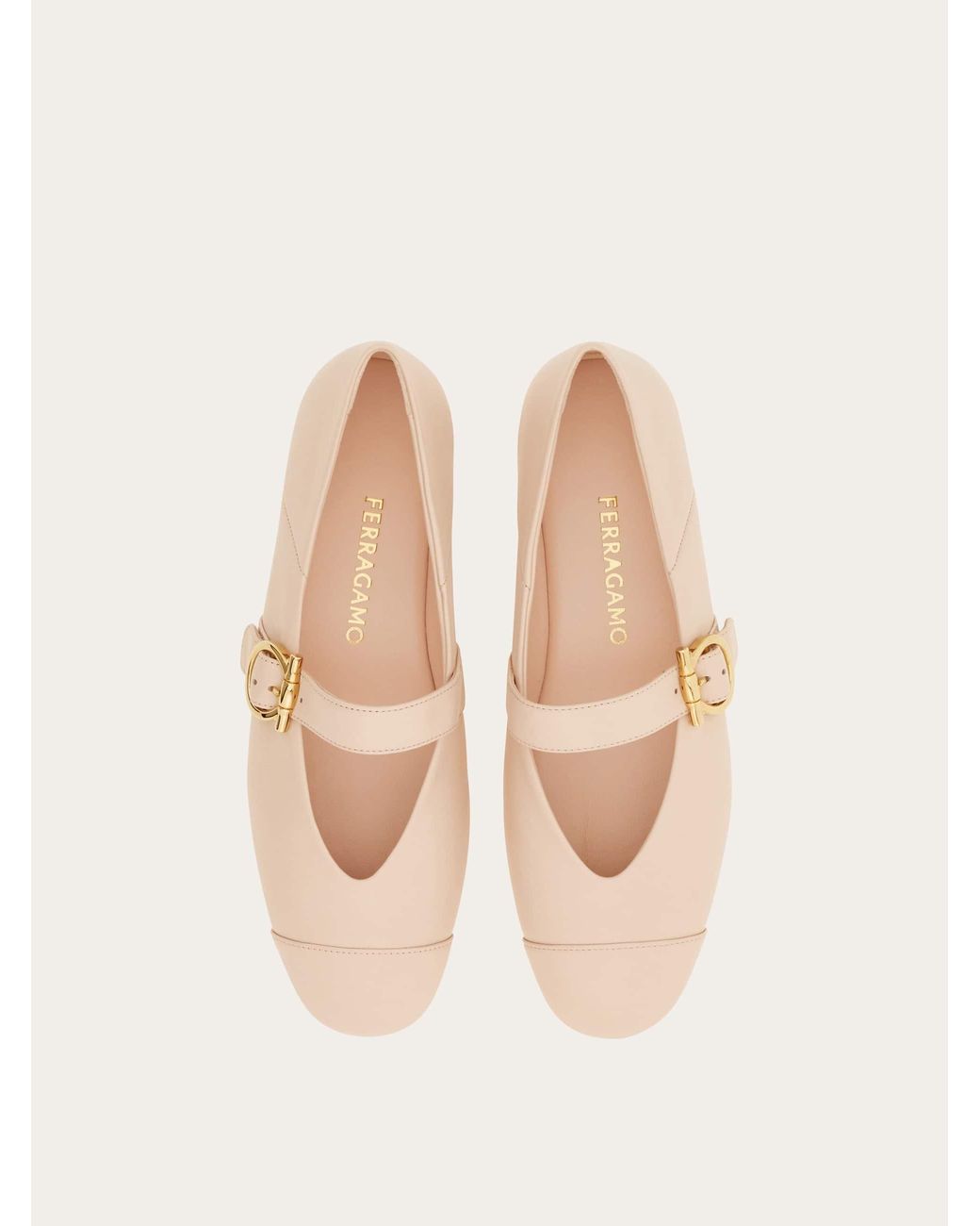 Ferragamo Natural Gancini Buckle Ballet Flat .5