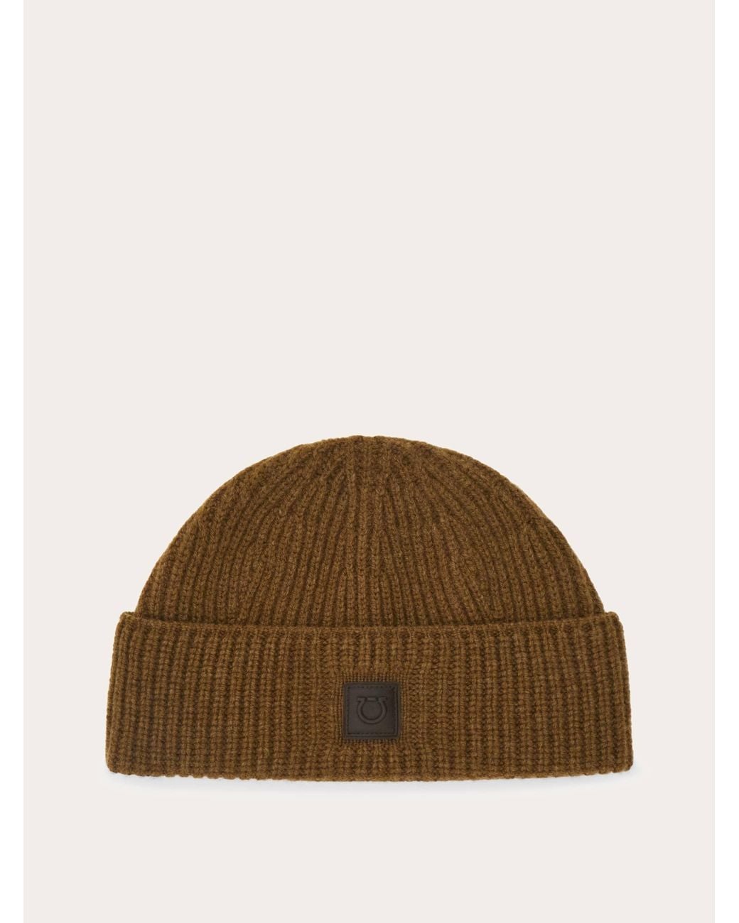 Ferragamo Brown Knitted Beanie for men