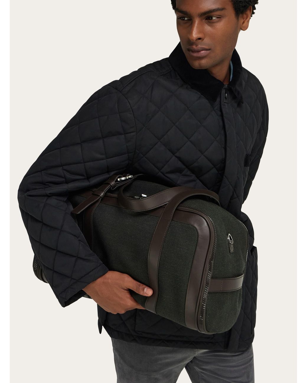 Ferragamo Black Foldable Weekend Bag for men