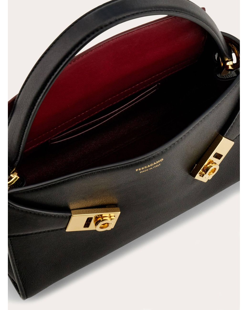 Ferragamo Black Hug Soft Bicolor Handbag (Xs)