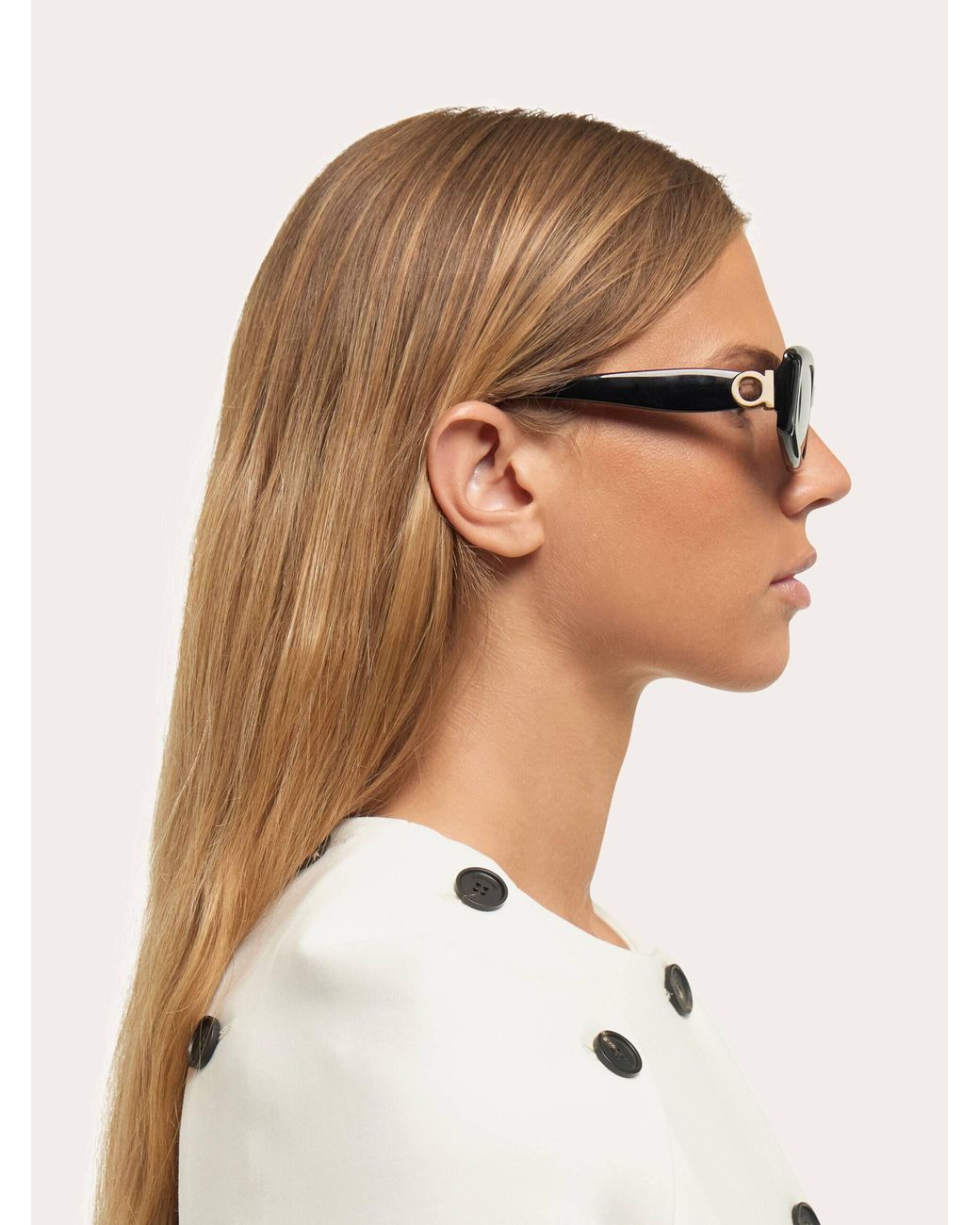 Ferragamo Black Rectangular Frame Sunglasses