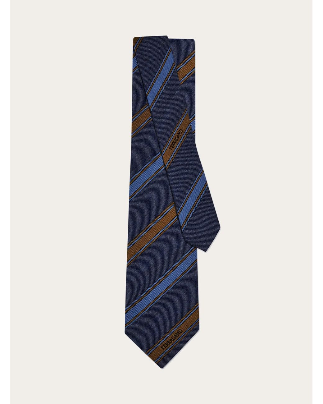 Ferragamo Blue Regimental Jacquard Tie for men