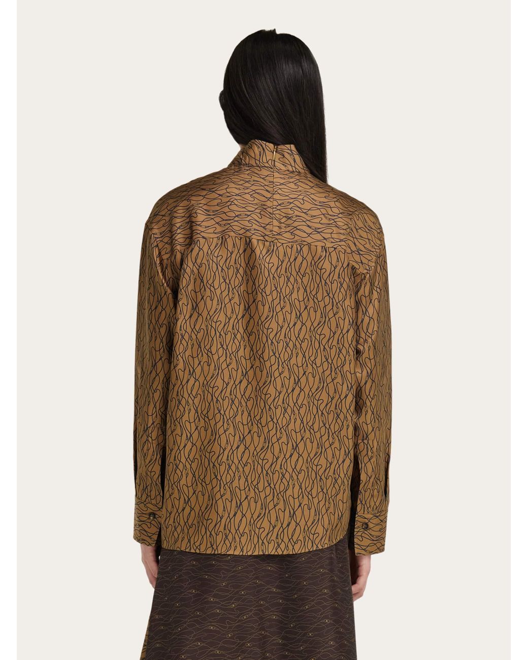 Ferragamo Brown Silk Shirt With Side Knot