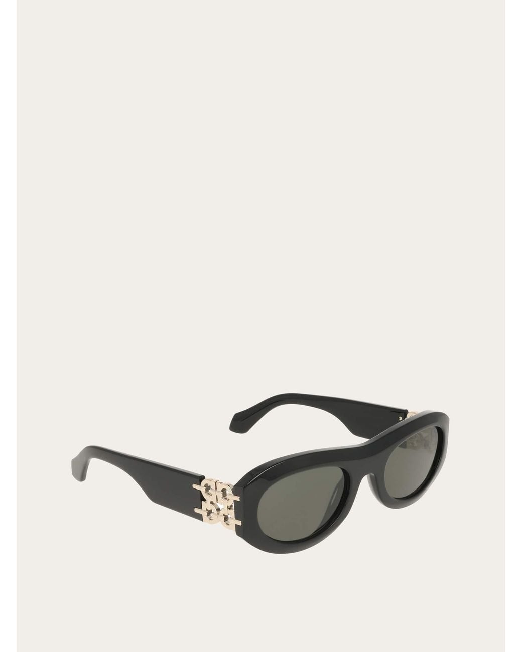 Ferragamo Black Oval Frame Sunglasses