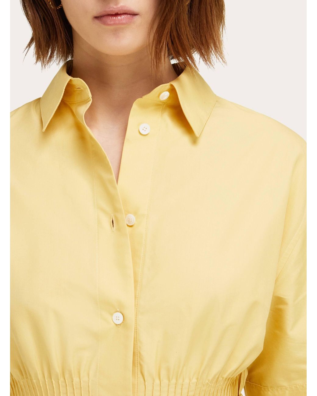 Ferragamo Yellow Cotton And Silk Shirt Dress