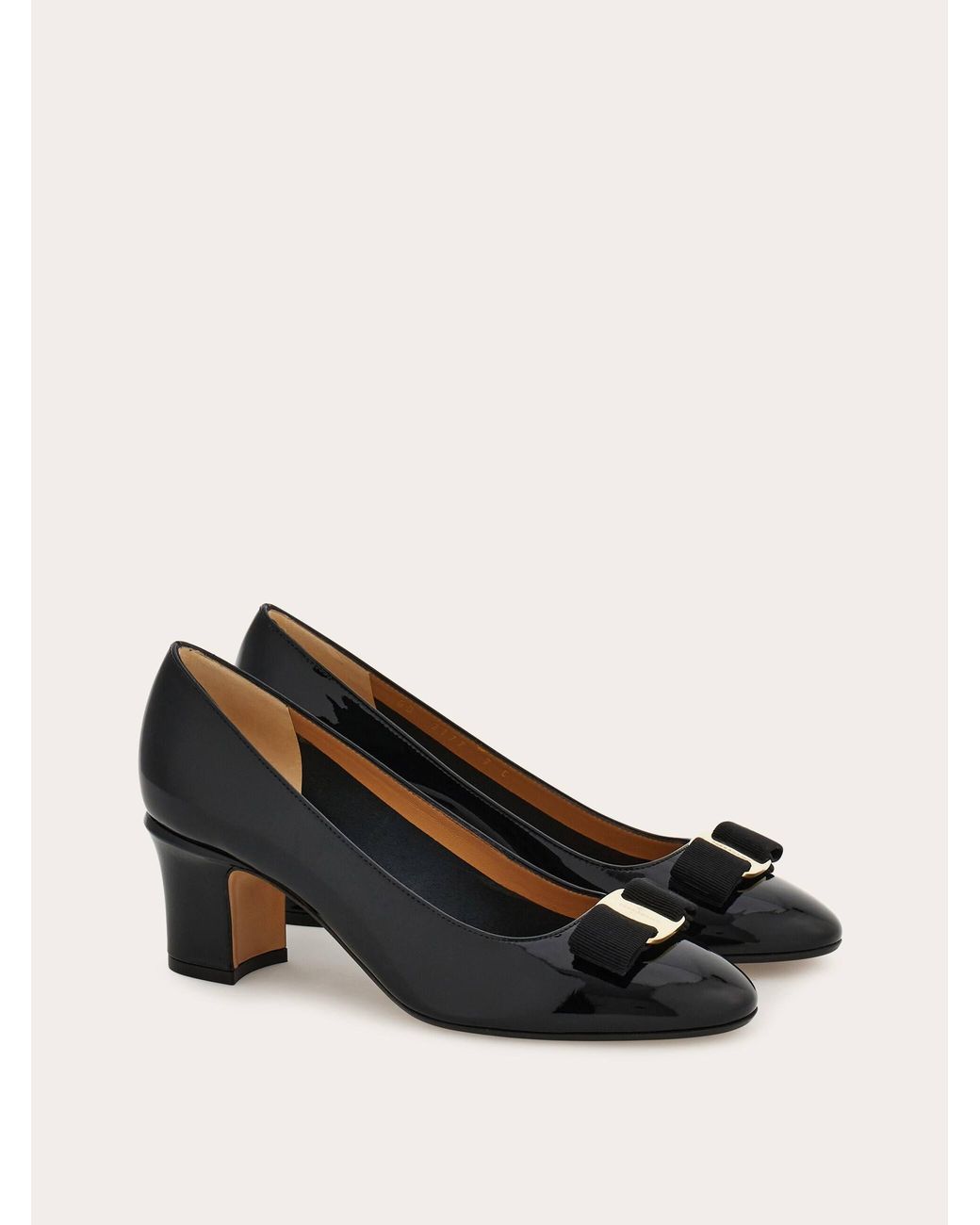 Ferragamo Black Vara Bow Block Heel Pump .5